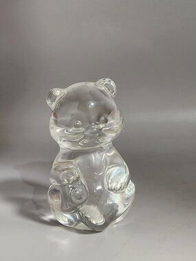 Vintage Fenton Sitting Bear Glass Clear 3 ½” tall Collectable Animal Figurine